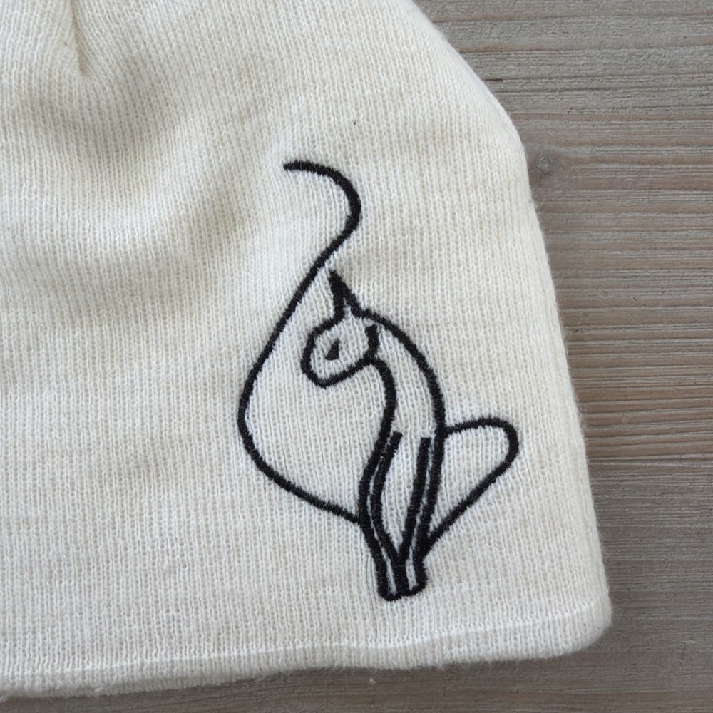 Baby Phat Kimora Lee Simmons Cat Logo on Cream Winter Beanie One Size - Picture 2 of 5